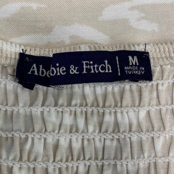 Abercrombie Fitch Cream Satin Tiger Stipe Slip Dress Size Medium Side Zip Flaw - Picture 6 of 12